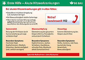 Erste-Hilfe-Rettungskarte Akute Hitzeerkrankungen